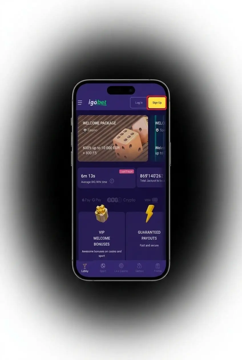 Igobet aanmeldformulier op website