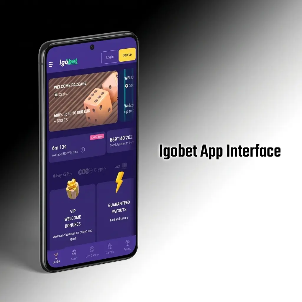 Igobet app interface met donker kleurenschema en oranje accenten