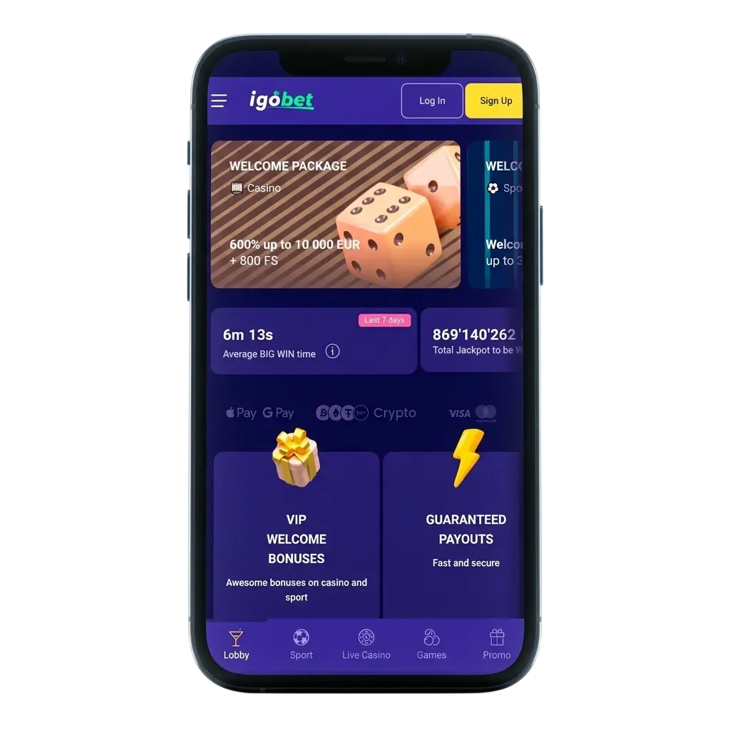 Igobet app screenshot op mobiel toestel