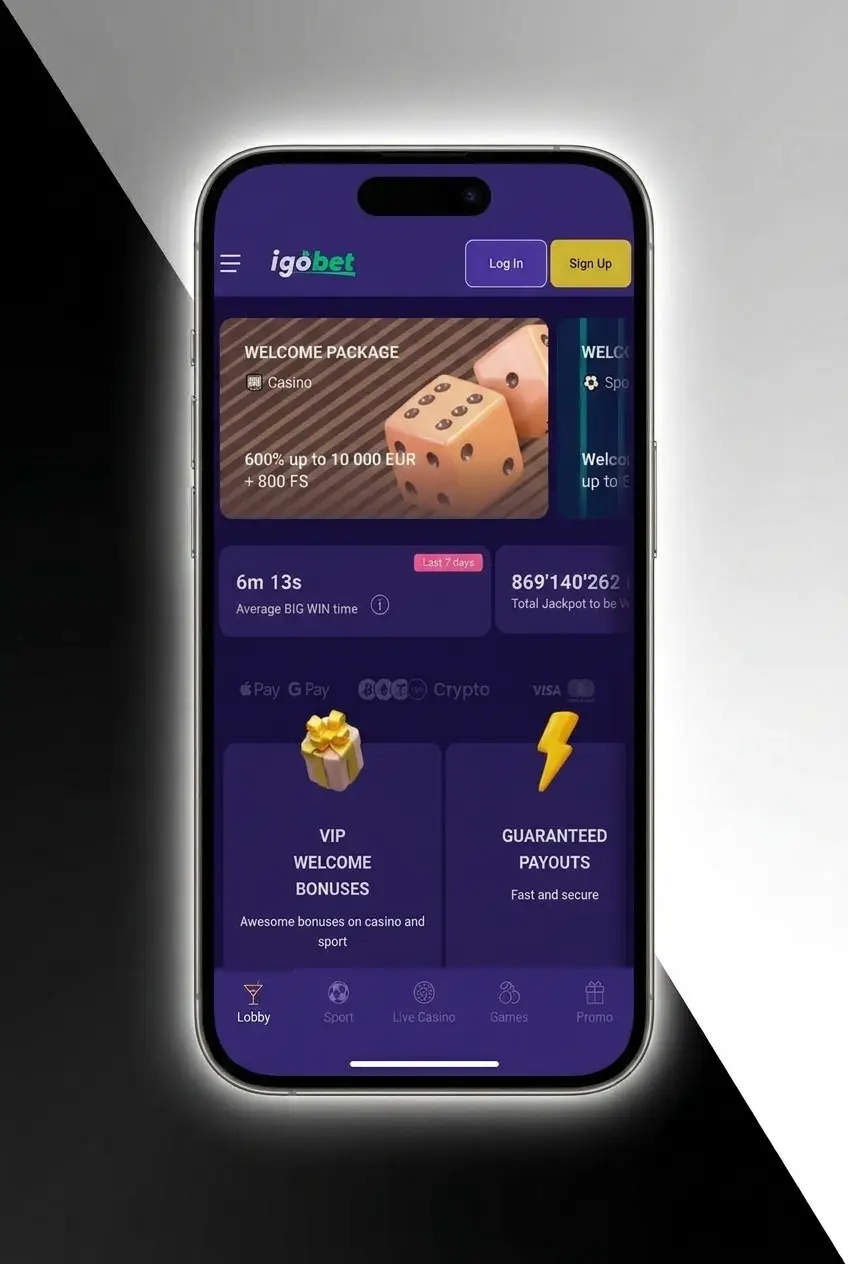 Inloggen bij Igobet via de App op een smartphone